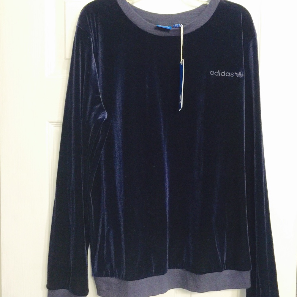 Navy Adidas Velvet Women's Sweatshirt size large